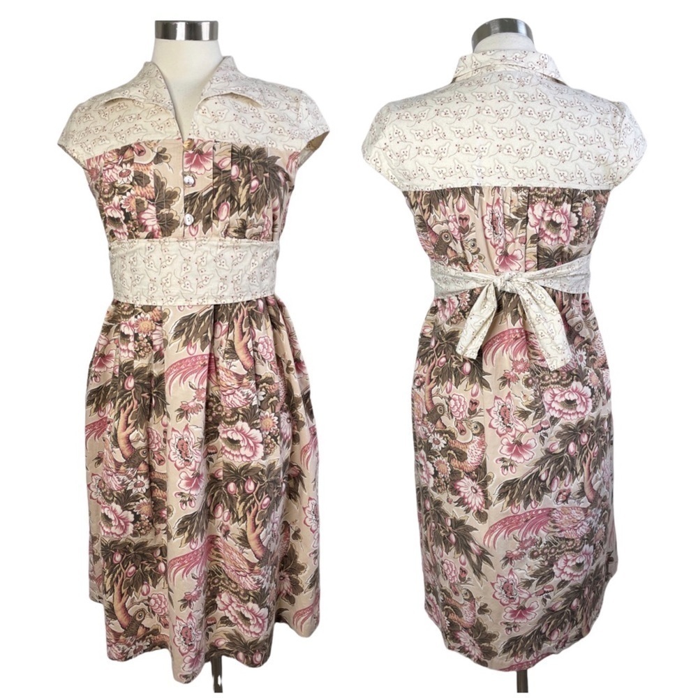 Corey Lynn Calter Floral Pheasant Vintage Print Dress Size 2